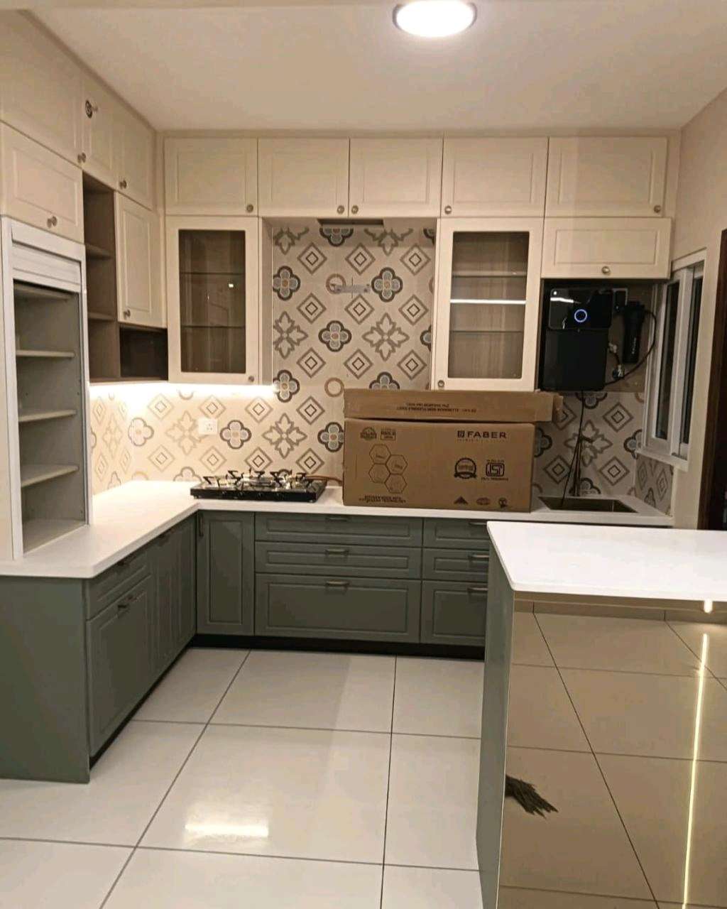 Patterned Backsplash Kitchen — Residential project by AV Engineering & Interiors